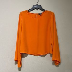 Woven Crop Bell Sleeve Top